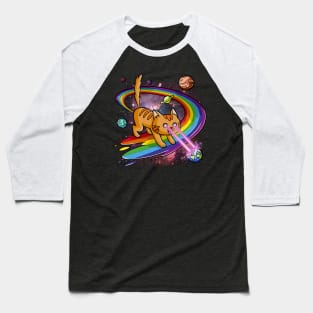 Cute Space Cat Eye Lasers and Rainbow Farts Baseball T-Shirt